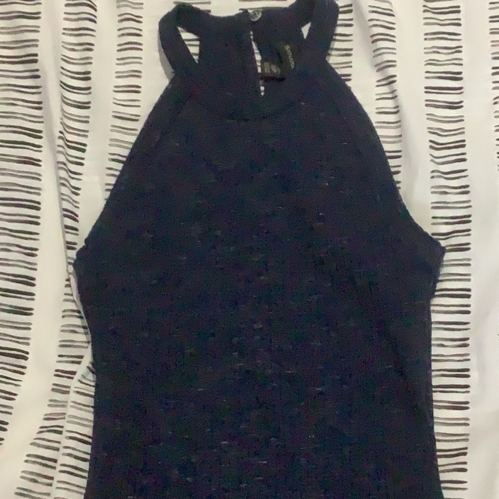 Rib knit navy dress